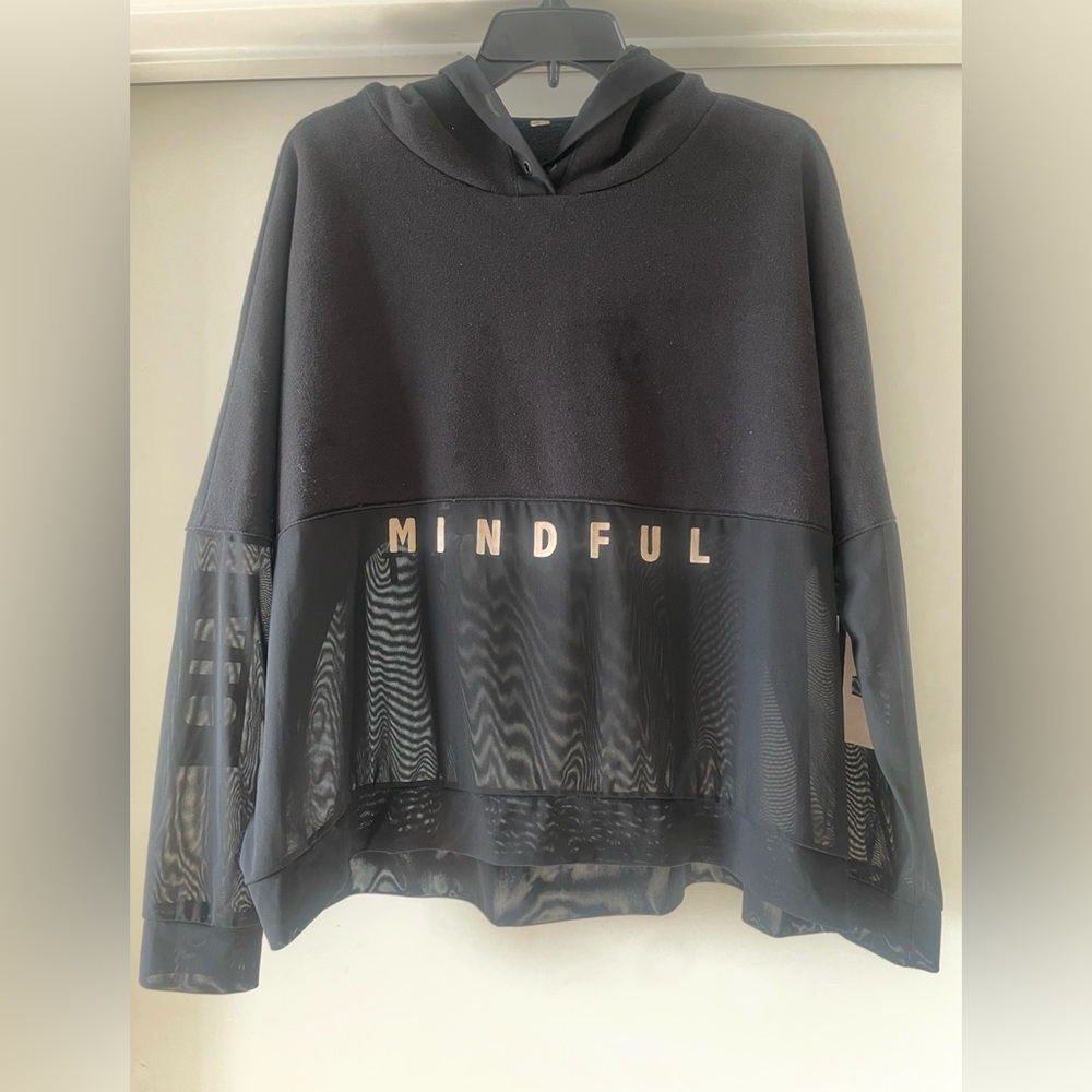 ALO YOGA Rare Oversized Mindful Movement Black Hoodie with Mesh Detail - Picture 2 of 10